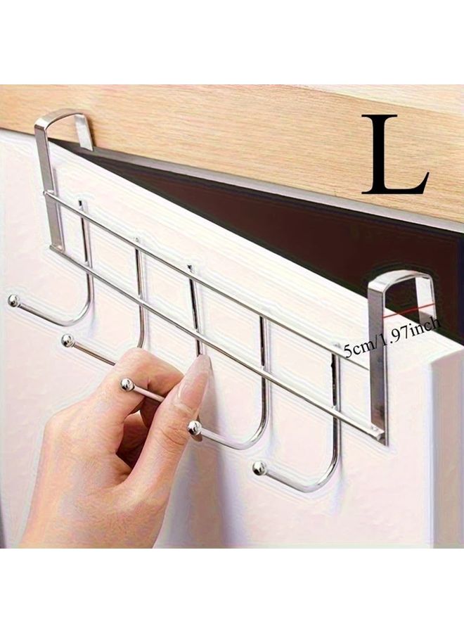 حامل كبير بخمسة خطافات للتعليق على الباب، رف متين مقاوم للصدأ للتركيب على الحائط، لا حاجة لأدوات. - Image 1