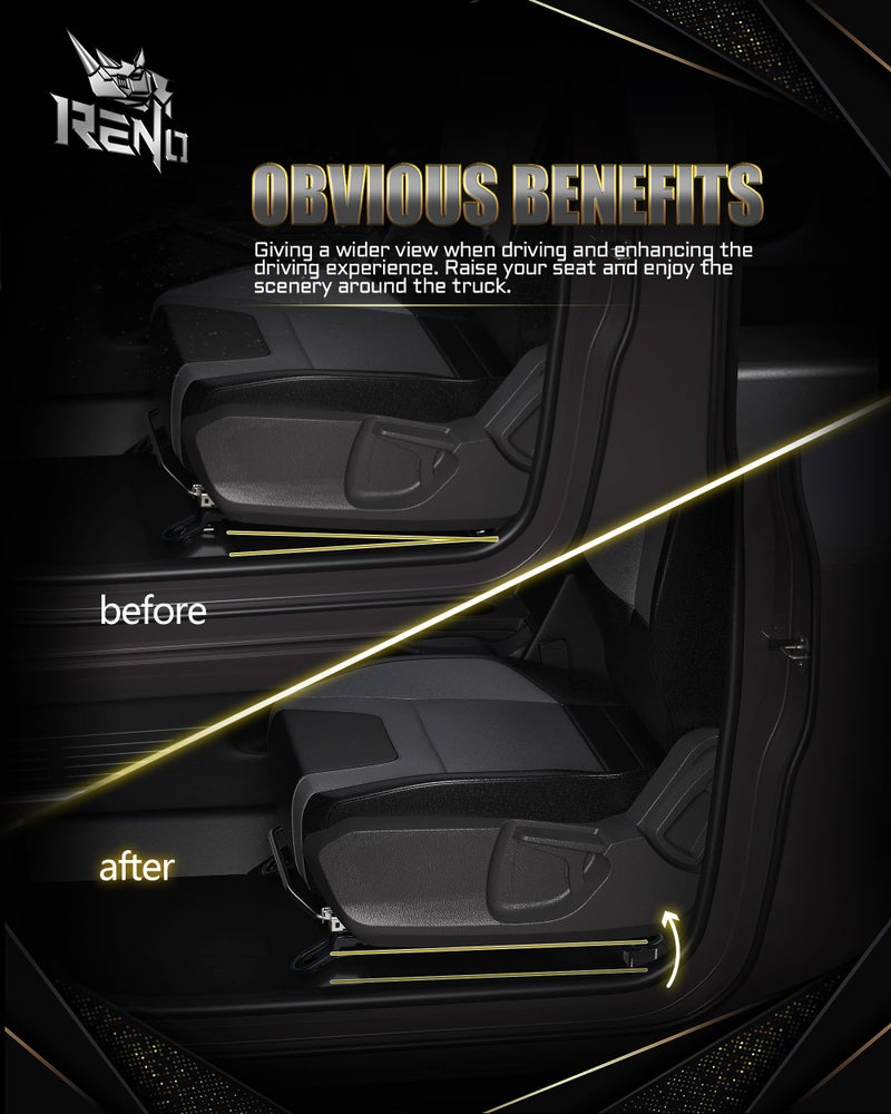 Reno مسافات مقاعد رينو، مجموعة رفع مقعد السائق أو الراكب 3/4"-2.25" متوافقة مع F150 2015+ / F250 F350 F450 سوبر ديوتي 2017+ - رفع الجزء الأمامي والخلفي من المقعد الأمامي - Image 2
