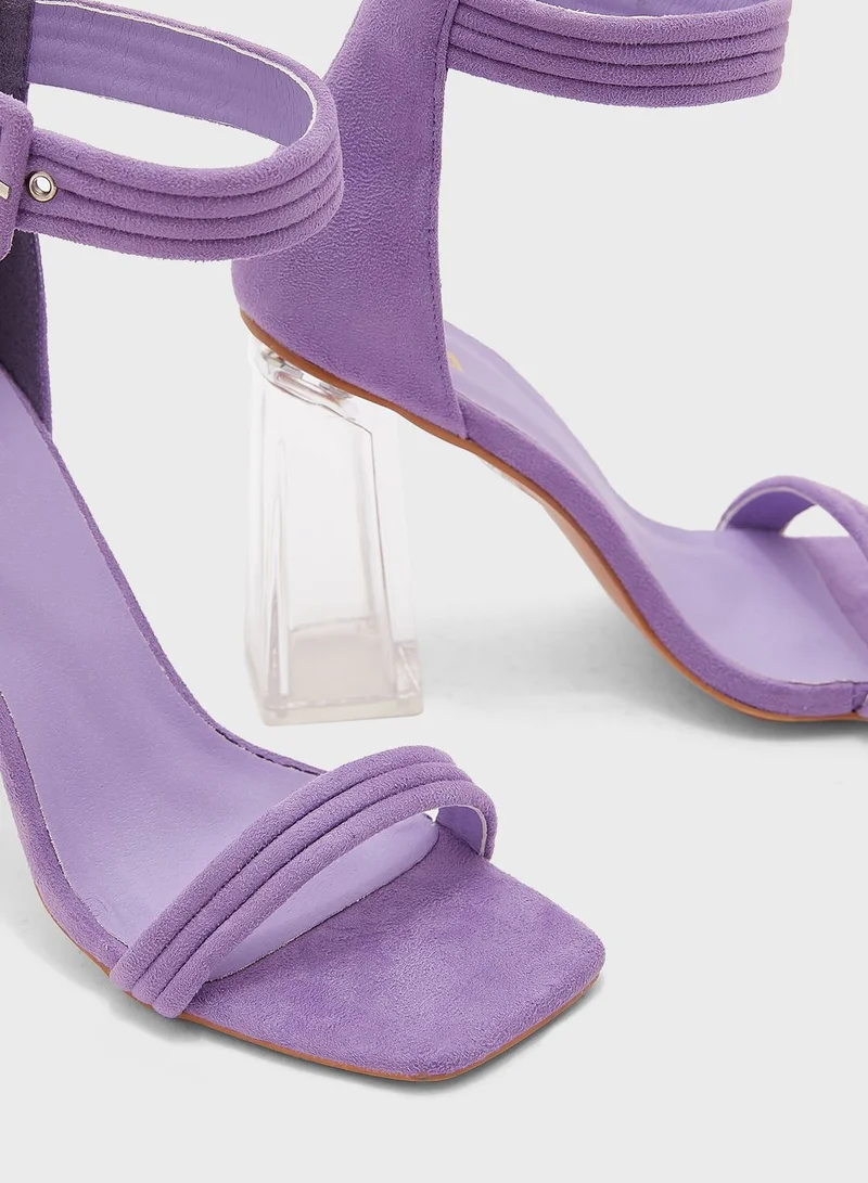 ELLA Buckle Detail Perplex Heel Sandal