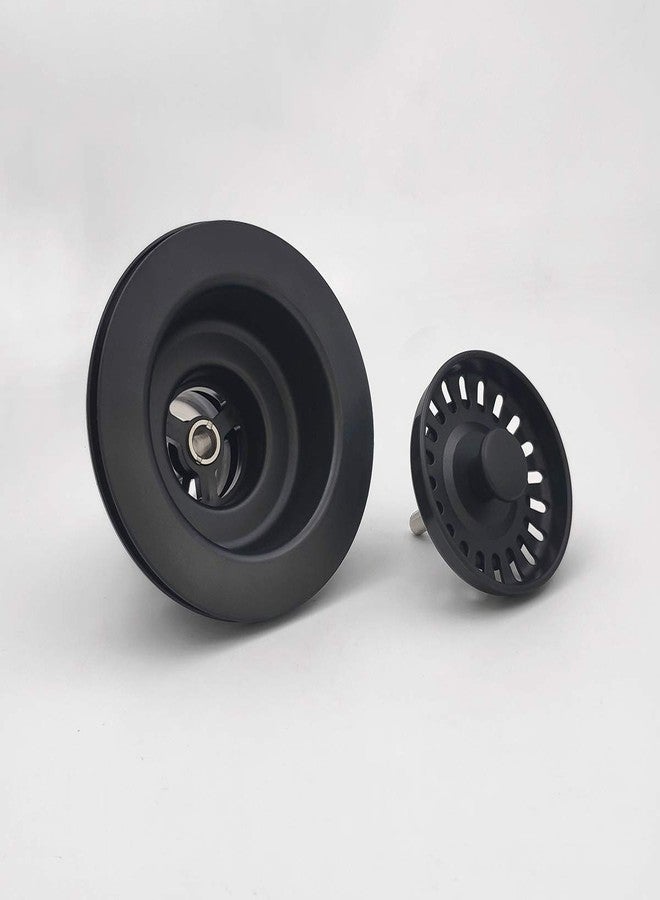 EADOT 3-1/2 Inch Polymer Black Sink Drain Assembly with Basket Strainer and Stopper for Granite or Fireclay Kitchen Sinks - Image 2