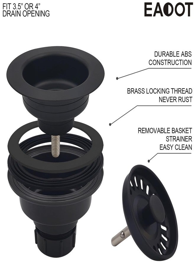 EADOT 3-1/2 Inch Polymer Black Sink Drain Assembly with Basket Strainer and Stopper for Granite or Fireclay Kitchen Sinks - Image 5