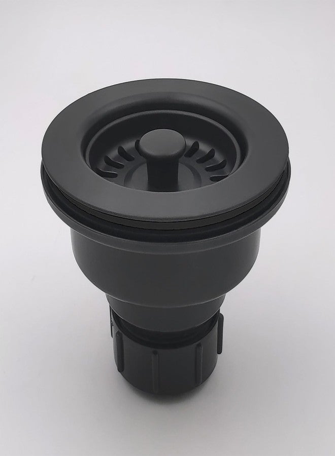 EADOT 3-1/2 Inch Polymer Black Sink Drain Assembly with Basket Strainer and Stopper for Granite or Fireclay Kitchen Sinks - Image 3