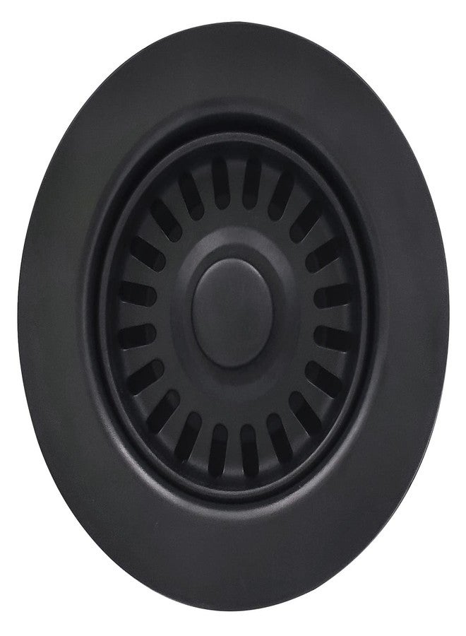 EADOT 3-1/2 Inch Polymer Black Sink Drain Assembly with Basket Strainer and Stopper for Granite or Fireclay Kitchen Sinks - Image 1