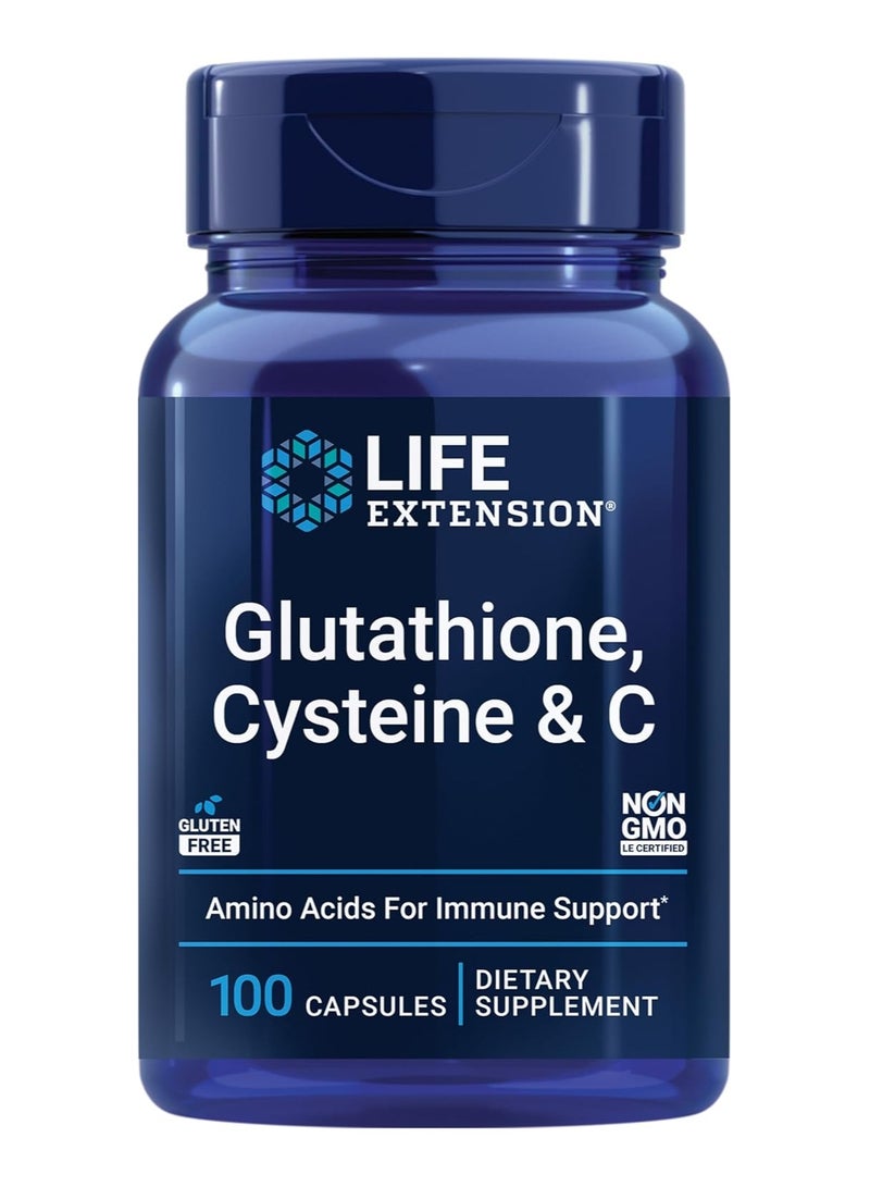 Life Extension Glutathione, Cysteine & C, Amino Acids for Immune Support, Dietary Supplement - 100 Capsules - Image 1