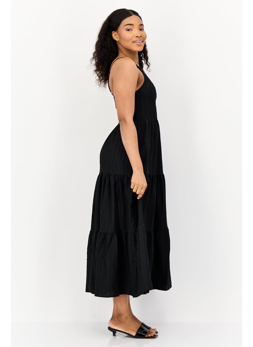 BRAVE SOUL Women Textured Casual Midi Dress, Black  - Image 3