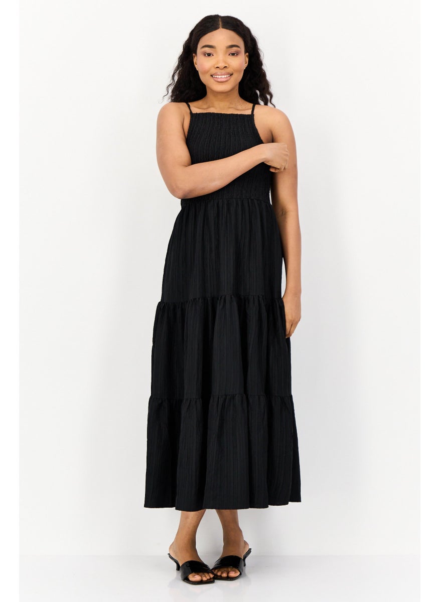 BRAVE SOUL Women Textured Casual Midi Dress, Black  - Image 1