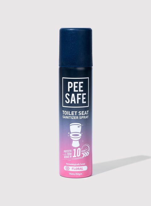 PeeSafe Toilet Seat Sanitizer Spray, disinfects from 99.9% of germs in 10 seconds after spray, reduces risk of UTI, Dermatologically tested, airport and travel friendly aerosol spray, Floral - 75ml
