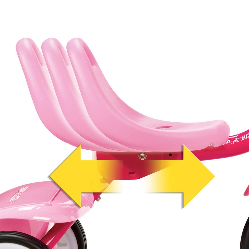 Radio Flyer 415PS Kids Readily Assembled Steel Framed Adjustable Beginner Fold 2 Go Trike with Spacious Storage Bin and Handle Streamers Pink - Image 3