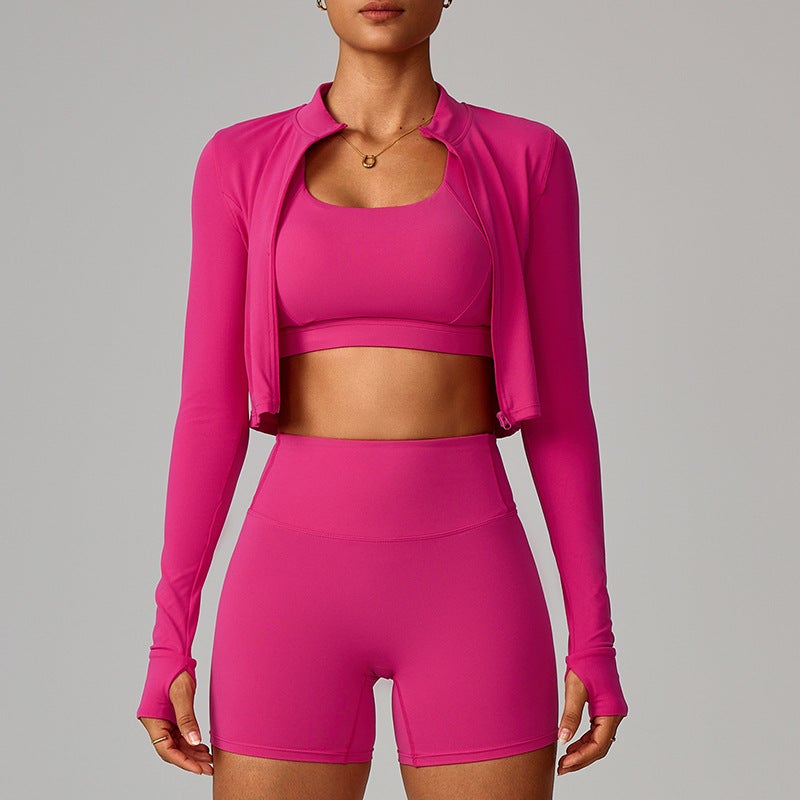 Zipper Front Running Yoga Jacket for Women - Quick-Dry, Slim Fit, Long Sleeve