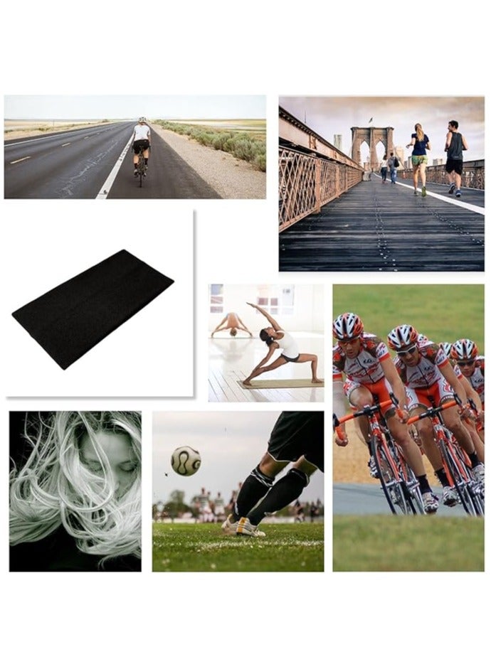 شريط راس عريض للغاية 7 سم سادة قابل للتمدد للجنسين عصابة راس ناعمة لليوجا (اسود) - Image 5