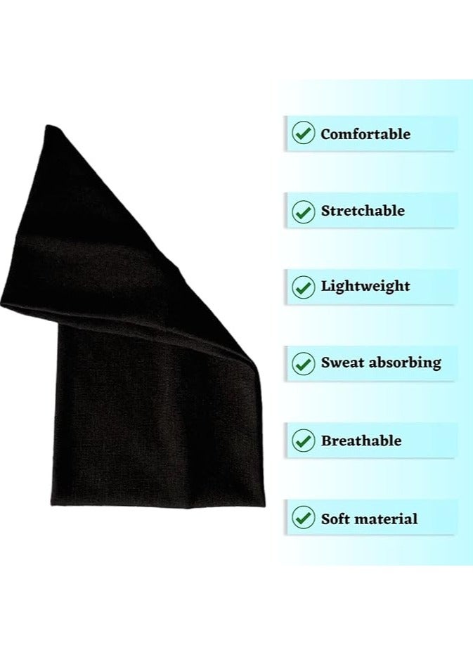 شريط راس عريض للغاية 7 سم سادة قابل للتمدد للجنسين عصابة راس ناعمة لليوجا (اسود) - Image 4