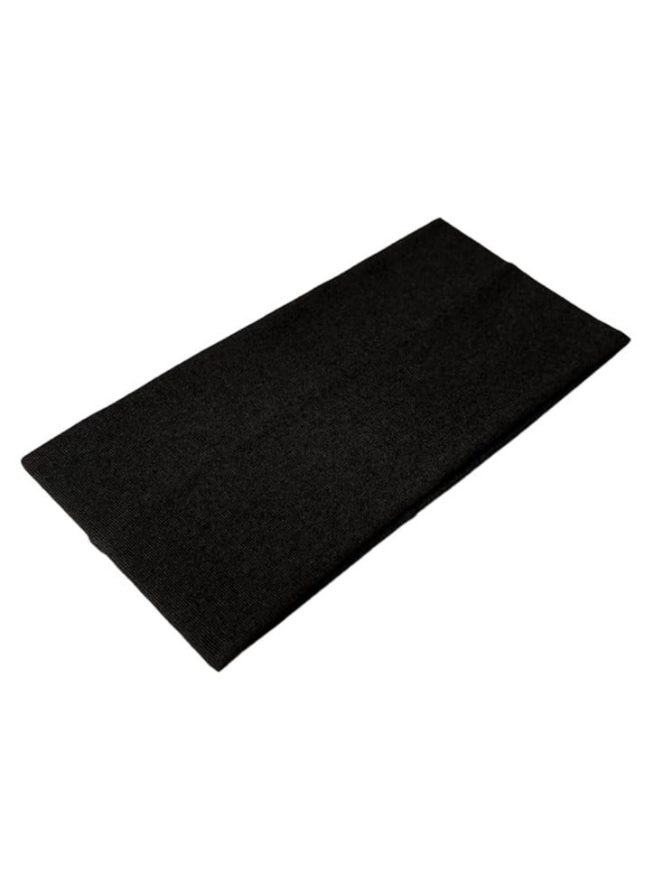 شريط راس عريض للغاية 7 سم سادة قابل للتمدد للجنسين عصابة راس ناعمة لليوجا (اسود) - Image 2