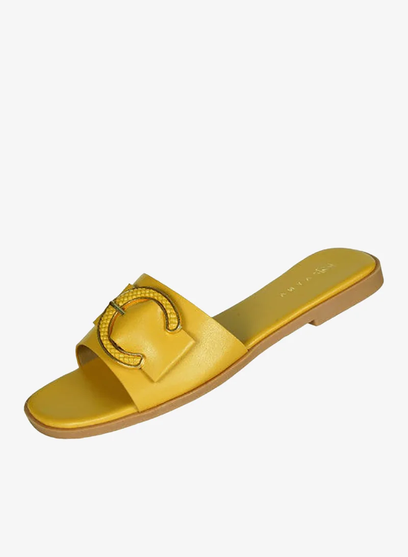 Zayna Yellow 221-37 Zayna Ladies  Round Toe  Sliders 2A020-3 Yellow for Women | Best Price UAE