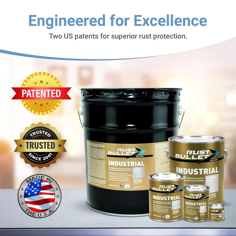 RUST BULLET Industrial - Metallic Gray - 1 Pint - Rust Preventative Coating for Industrial, Marine, Home and Farm Projects, Chip and UV Resistant, Durable Finish - Image 2
