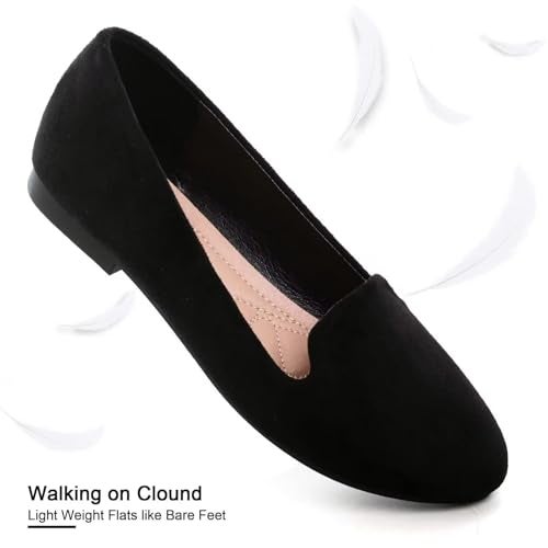 SAILING LU Women Round Toe Flats Comfortable Ballet Flat Shoes for Women Dressy Black Slip-ons Loafers Black Size 9 - Image 5