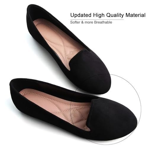 SAILING LU Women Round Toe Flats Comfortable Ballet Flat Shoes for Women Dressy Black Slip-ons Loafers Black Size 9 - Image 2