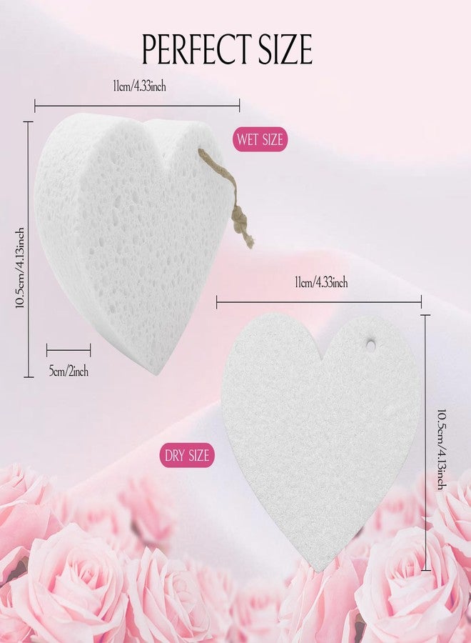 Spunspon 2 - Pack Heart Shape Body Buffer - All-in-One Exfoliating Sponge & Body Wash for Valentine's Gifts - White - Image 2