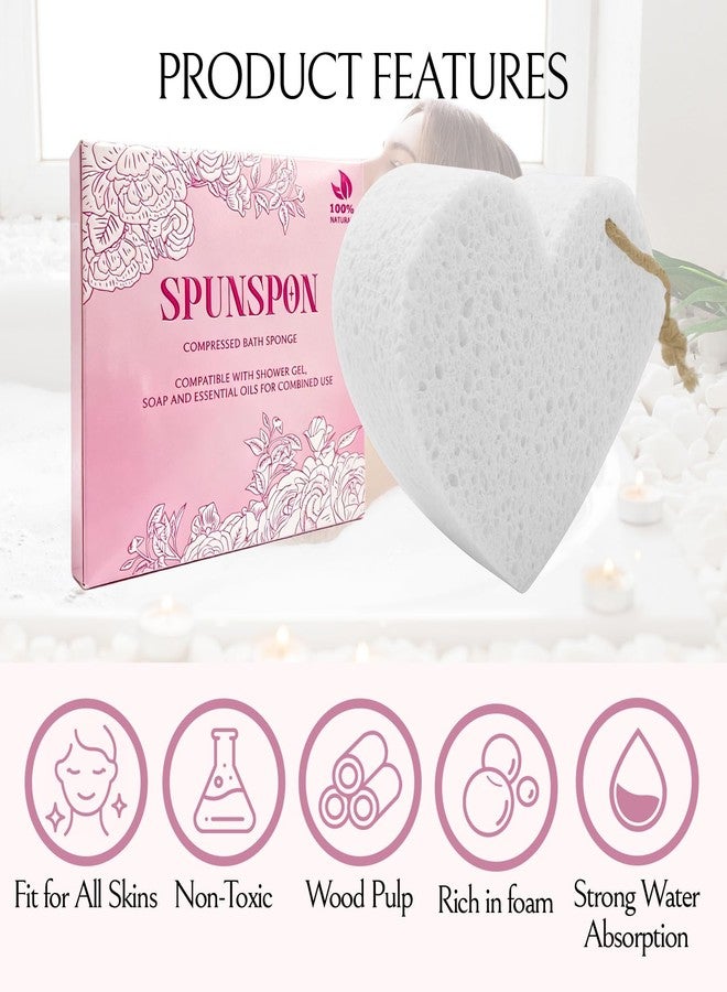 Spunspon 2 - Pack Heart Shape Body Buffer - All-in-One Exfoliating Sponge & Body Wash for Valentine's Gifts - White - Image 4