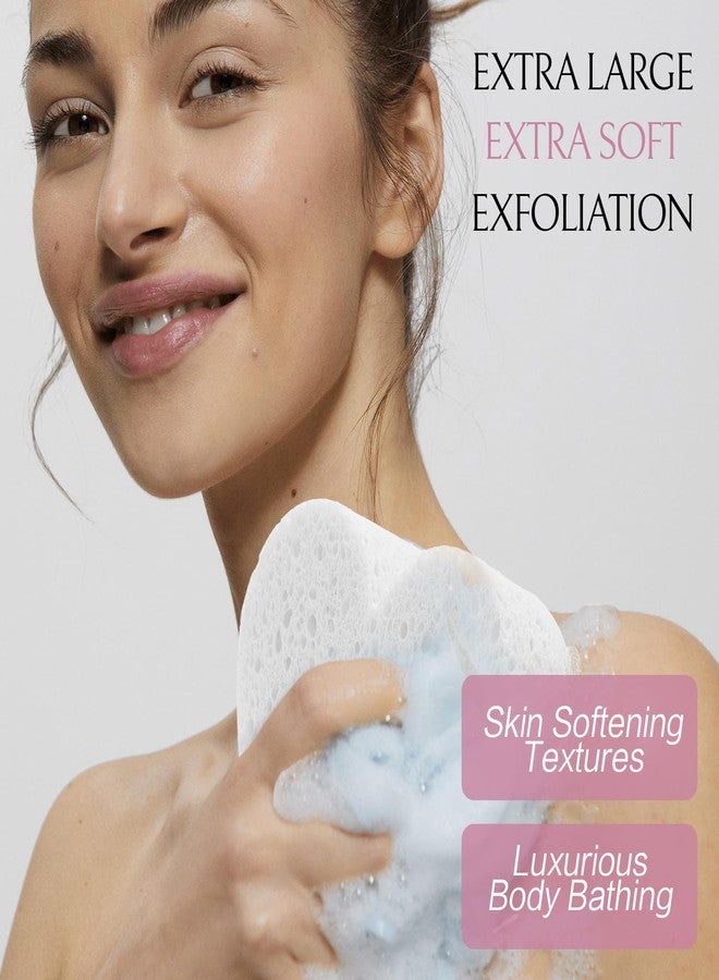 Spunspon 2 - Pack Heart Shape Body Buffer - All-in-One Exfoliating Sponge & Body Wash for Valentine's Gifts - White - Image 3
