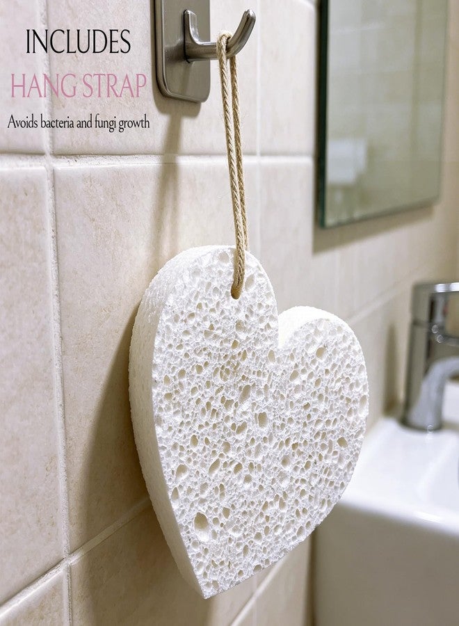 Spunspon 2 - Pack Heart Shape Body Buffer - All-in-One Exfoliating Sponge & Body Wash for Valentine's Gifts - White - Image 5