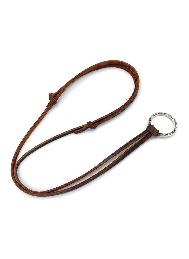 Decker Glasses Necklace Sunglasses Holder Hanging Ring Leather Cord Adjustable Eyeglasses Strap Alloy Loop Ring (Silver Ring)  - Image 1