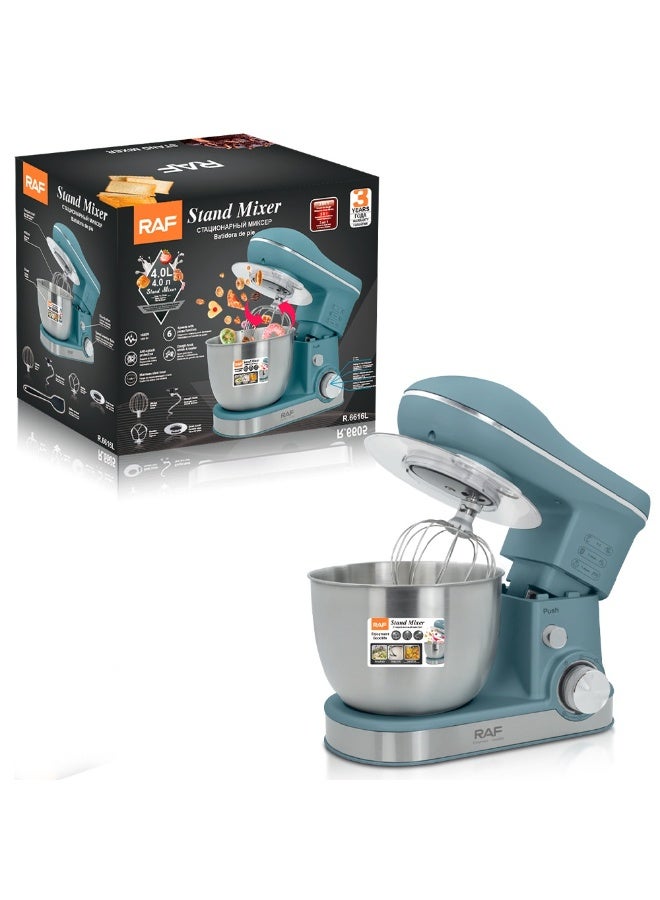 RAF  Stand Mixer, 1600W Kitchen Machine with 4.0L Stainless Steel Bowl, 6 Speed Control & Pulse Function, Dough Hook, Whisk & Beater – Multi-Function Food Mixer for Baking, Bread, Cakes & Cream - Image 4