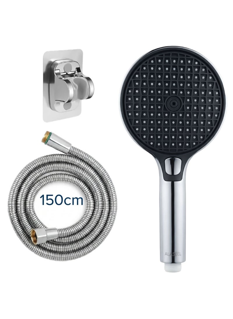 ALASEEL High-Pressure Handheld Shower Head Set - Includes Flexible Hose and Wall Mount Holder, Premium Chrome Finish Modern Design.