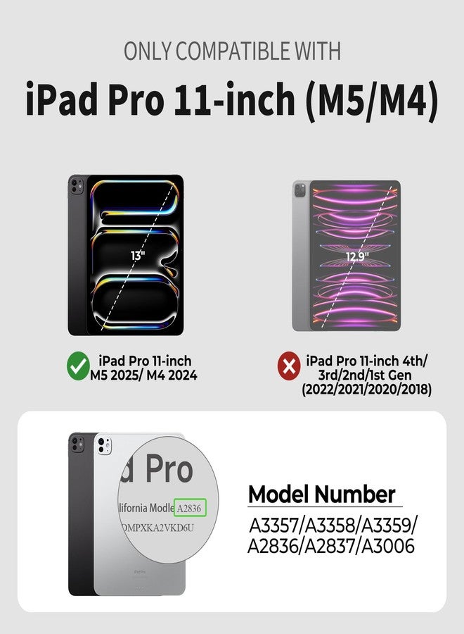 Dexnor for iPad Pro 11 inch Case M4 2024, Rugged Protective Case with 360° Rotating Hand Strap & Large Steady Stand & Screen Protector & Pencil Holder Shockproof Full-Body Bumper Cover, Black - Image 2