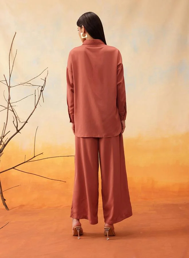 STREET 9 Embellished Long Sleeve Shirt with Trousers Set