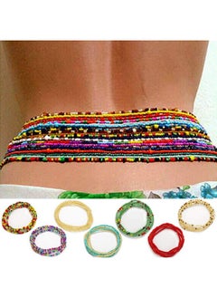 ELABEST Plus Size African Waist Beads Chain Layered Belly Body Chain Beach 7Pack Waist Jewelry Body Accessories For Women And Girls (24Inch 60Cm)  - Image 1