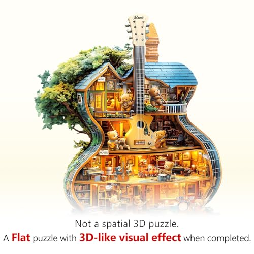 WOODBESTS Wooden Puzzles for Adults 70 Piece S 85 7in Music House Wood Puzzle Adult Unique Wooden Animal Jigsaw Puzzles Family Game and Birthday Gifts for Friend - Image 5
