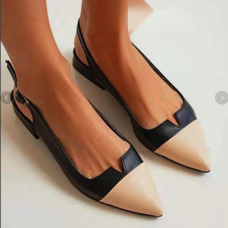 2024 Spring And Women'S Shoes Pointed Toe Flat Shoes Color Matching 40-43 Large Size Women'S Shoes Low Heels - Image 2
