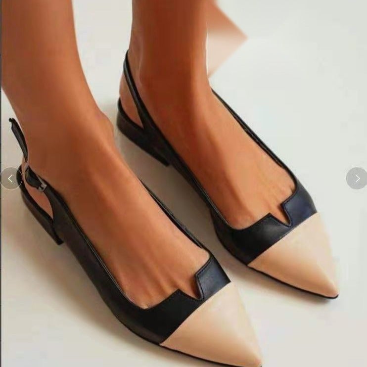 2024 Spring And Women'S Shoes Pointed Toe Flat Shoes Color Matching 40-43 Large Size Women'S Shoes Low Heels - Image 1