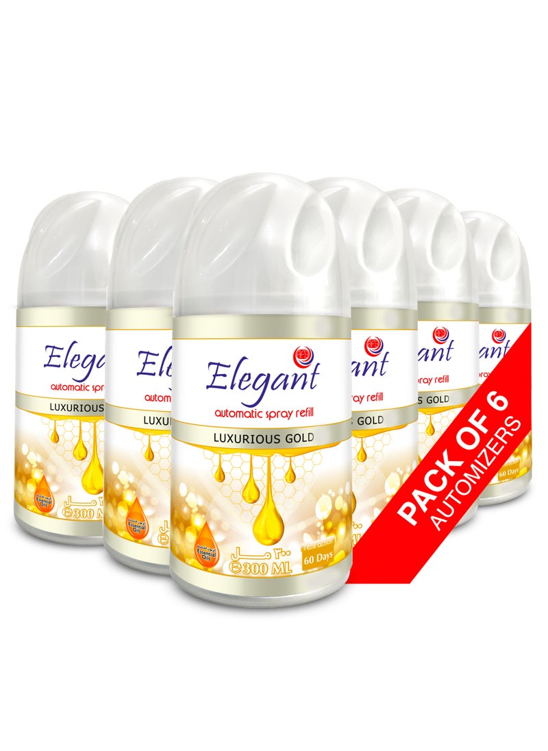 Elegant 6 Piece Luxurious Gold Automatic Refill Spray Set 300ml  - Image 1