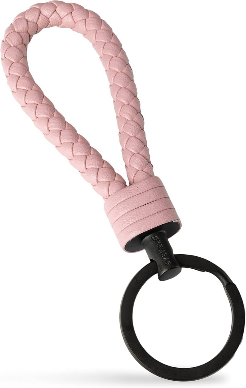 SERASAR Women Leather Keychain With Stainless Steel Key Holder - Additional Rings For Small Keys - Ideal For Car, Motorcycle, Bicycle & House - Keyfob With Gift Box - Image 2