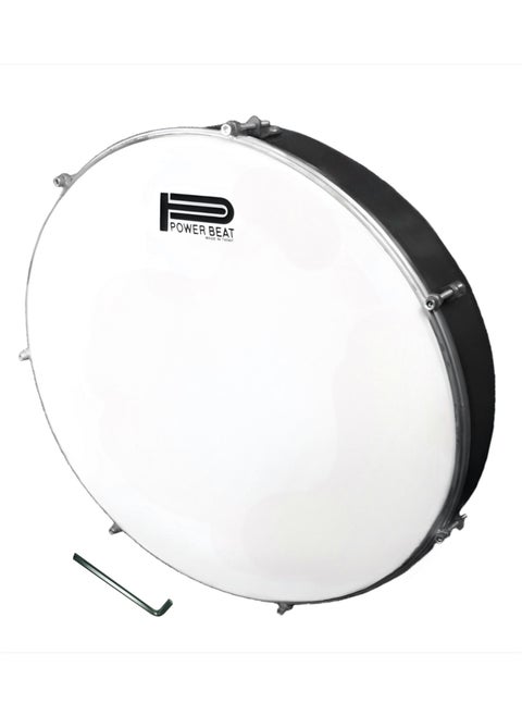 Standard Wooden Frame Drum Bandeer Bander Bandir Bendir Duff Duf Doff Dof Tabla Hand Percussion with 40cm Plastic Drumhead + Tuning Key