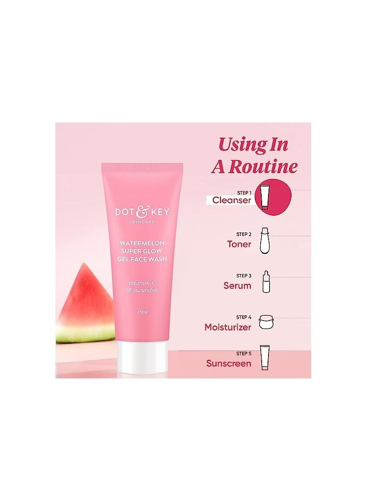 دوت آند كي جل غسول الوجه سوبر جلو بفيتامين سي والخيار من دوت آند كي البطيخ | غسول الوجه للبشرة المتوهجة | غسول الوجه الخالي من الزيوت | يزيل الزيوت والأوساخ الزائدة | للبشرة المختلطة والدهنية | للنساء والرجال | - Image 4