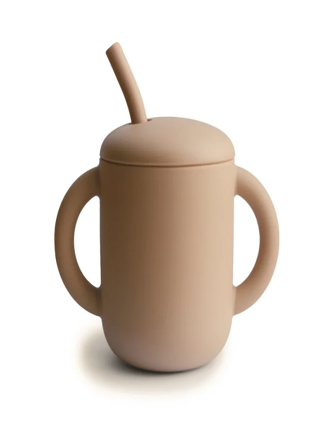 mushie Silicone Training Cup + Straw Natural