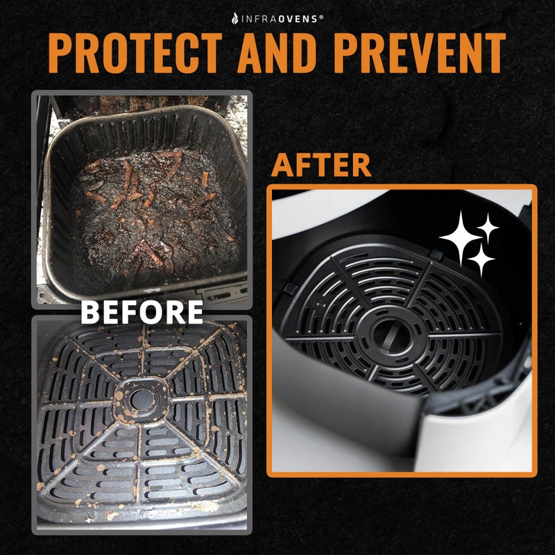 INFRAOVENS Reusable Air Fryer Liners for Cosori TurboBlaze 6QT Silicone Mat & Fiberglass Grill Liner and Mesh, BPA & PFOA-Free, Heat Resistant, Non-Stick, Dishwasher Safe, Protects Basket & Easy Clean-Up - Image 3