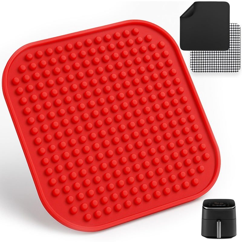 INFRAOVENS Reusable Air Fryer Liners for Cosori TurboBlaze 6QT Silicone Mat & Fiberglass Grill Liner and Mesh, BPA & PFOA-Free, Heat Resistant, Non-Stick, Dishwasher Safe, Protects Basket & Easy Clean-Up - Image 1