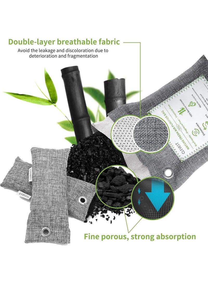 CLEVAST 14 Pack Activated Bamboo Charcoal Air Purifying Bags(2x200g, 12x50g), Natural Fresh Odor Absorber, Deodorizer and Moisture Eliminator, Air Purifier for Home, Closet, Shoe, Car Air freshener  - Image 2
