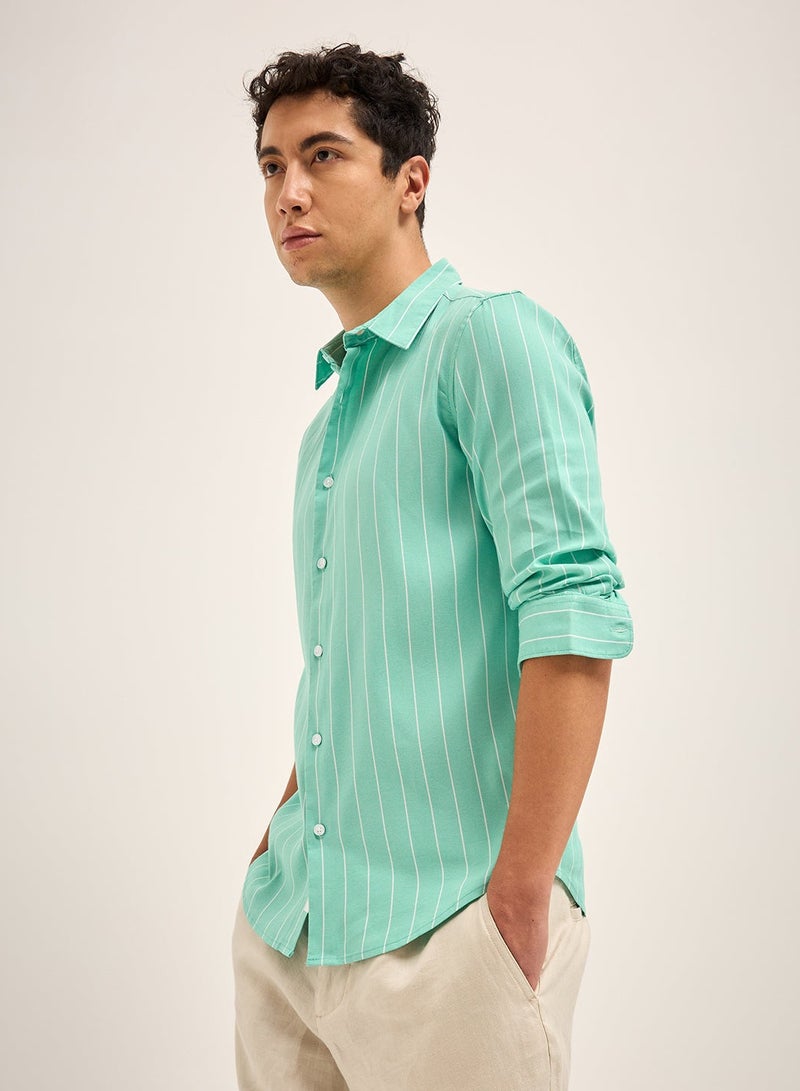 THE BEAR HOUSE Cotton Shirt for Men | Slim Fit, Long Sleeve, Casual & Formal Wear | Soft, Breathable Fabric for Office, Everyday, & All-Season Use in Classic & Trendy - Image 4