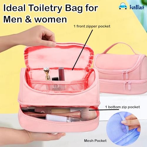 FunBlast Toiletry Bag for Travel, Mini Size Toiletry Organizer Pouch, Travel Accessories Kit Pouch for Men & Women Travel Pouch for Toiletries Shaving Kit, Cosmetics & Travel Accessories (Pink) - Image 5
