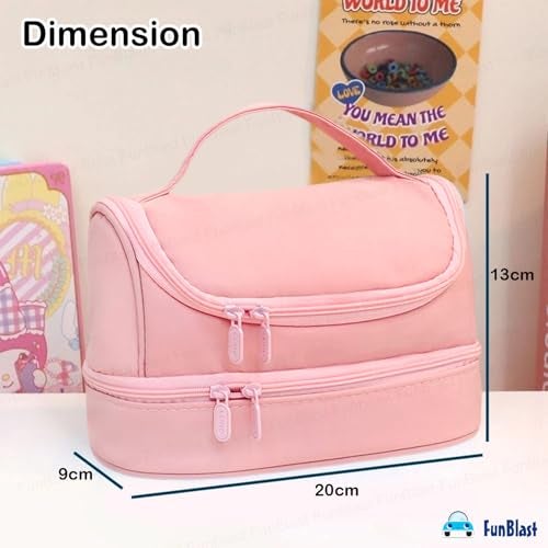 FunBlast Toiletry Bag for Travel, Mini Size Toiletry Organizer Pouch, Travel Accessories Kit Pouch for Men & Women Travel Pouch for Toiletries Shaving Kit, Cosmetics & Travel Accessories (Pink) - Image 3