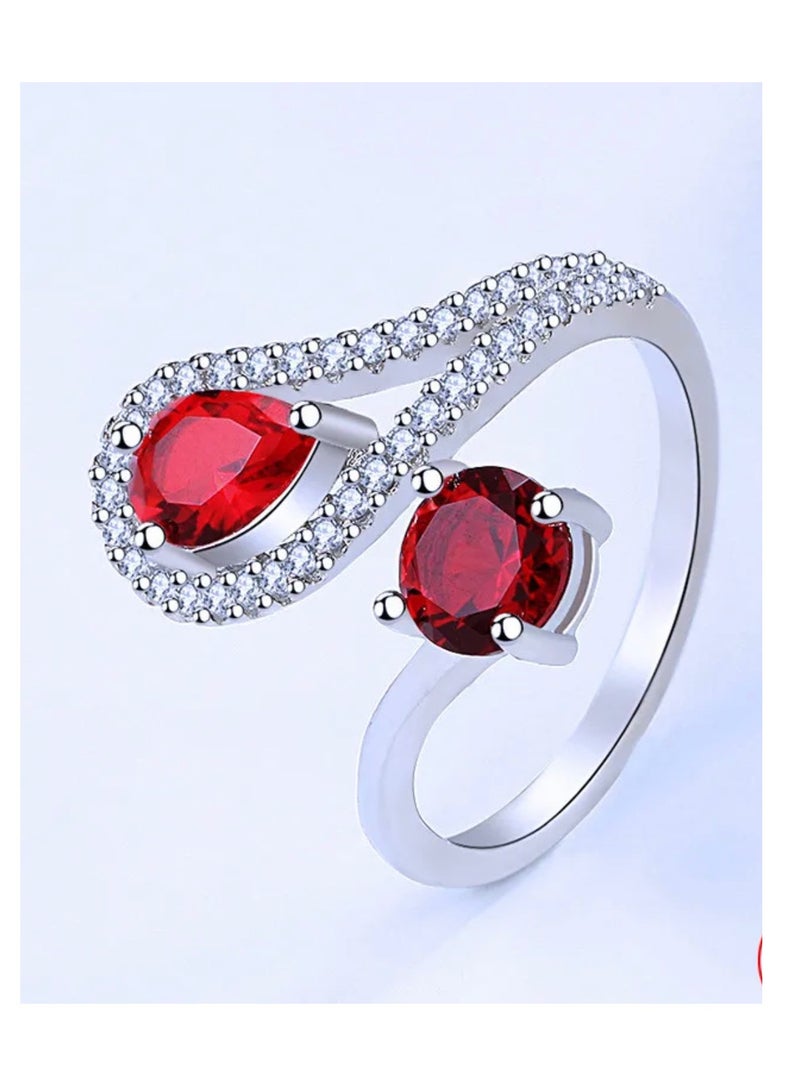 إيكوال خاتم نسائي فاخر وأنيق باللون الفضي مرصع بالزركون بمقاس بموحد - Image 2