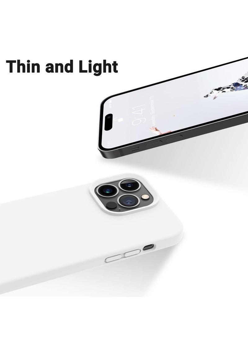 متوافق مع جراب iPhone 12 Pro Max مقاس 6.7 بوصة من السيليكون السائل النحيف 4 طبقات من مطاط الجل الناعم المقاوم للصدمات مع بطانة من الألياف الدقيقة المضادة للخدش (أبيض) - Image 4