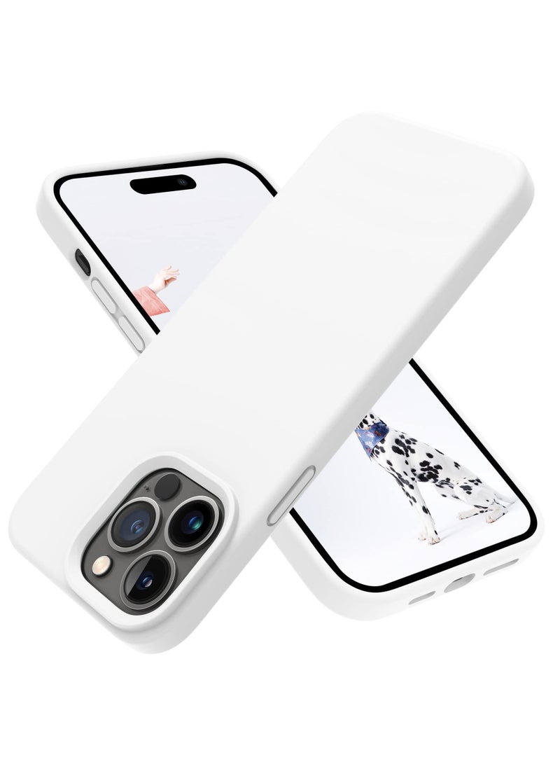 Compatible with iPhone 12 Pro Max Case 6.7 Inch Slim Liquid Silicone 4 Layers Soft Gel Rubber Shockproof Protective Phone Case with Anti Scratch Microfiber Lining (White) - Image 1