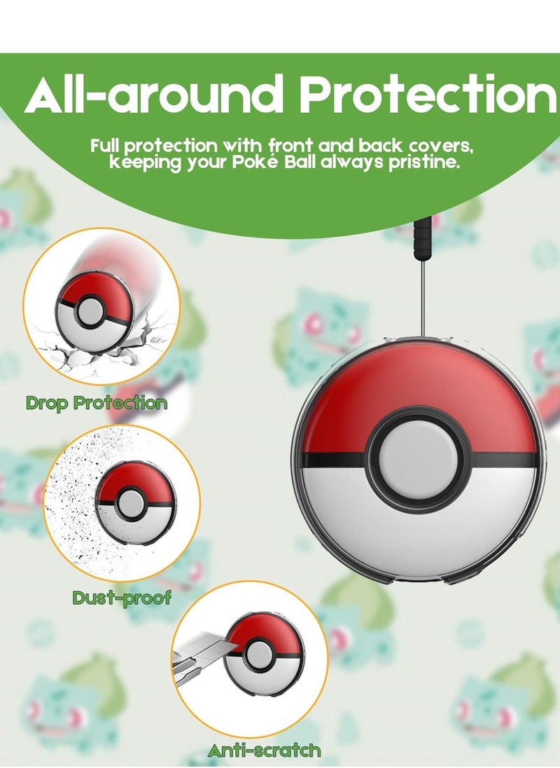 Generic - Protective Case for Pokémon GO Plus + 2023, Transparent Hard PC Shockproof Crystal Cover Case for Poke Ball Go Plus with Button Caps and Wrist Strap, and Assistive Pick - 1 Pack - Image 1