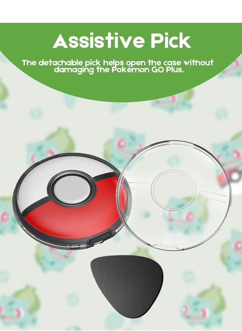 Generic - Protective Case for Pokémon GO Plus + 2023, Transparent Hard PC Shockproof Crystal Cover Case for Poke Ball Go Plus with Button Caps and Wrist Strap, and Assistive Pick - 1 Pack - Image 1