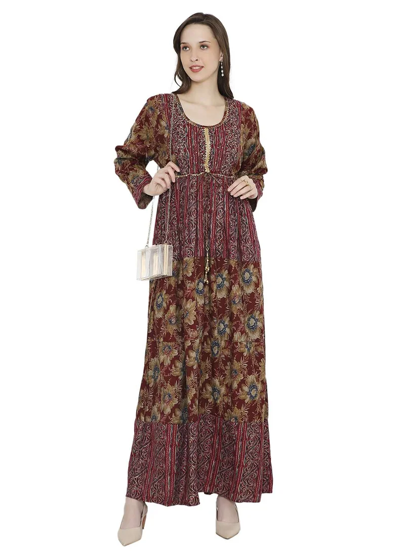 HANA & SARA STYLISH LACE EMBROIDERED AND STONE WORK ARABIC KAFTAN JALABIYA DRESSES